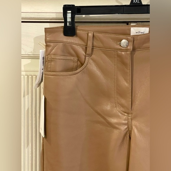 ARITZIA WILFRED Melina Low Rise Vegan Leather Pants in Constant Camel - Picture 9 of 15
